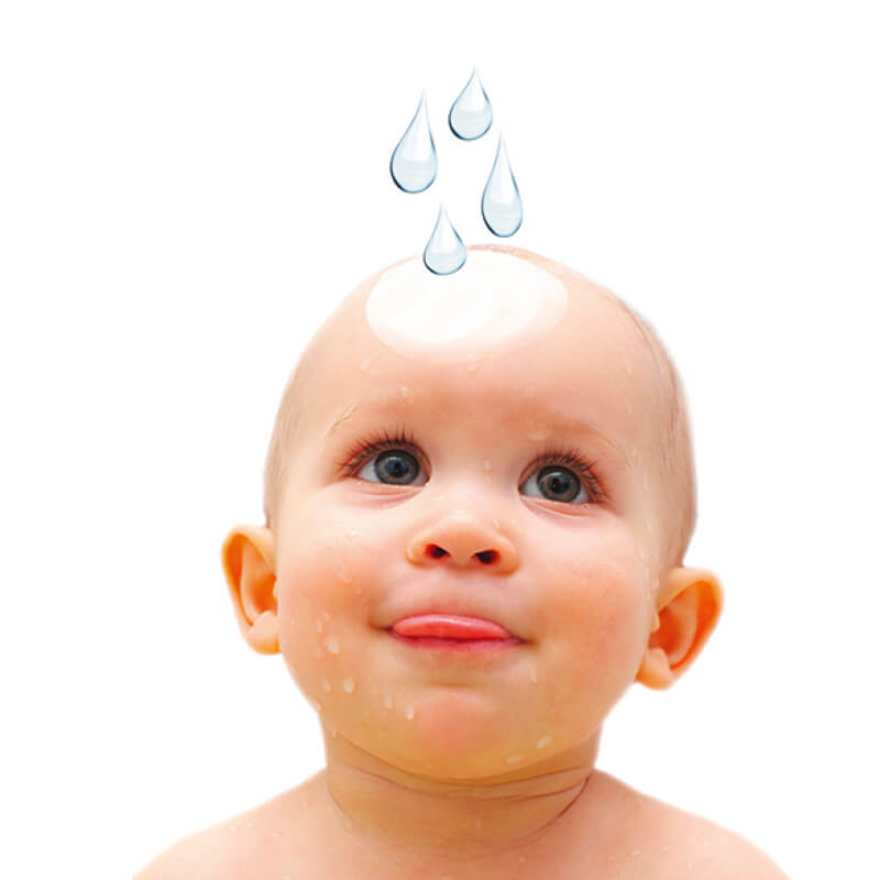 Anwendung BabyBene Gel - topfenweise Wasser